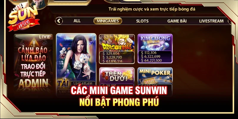 Các mini game Sunwin nổi bật phong phú